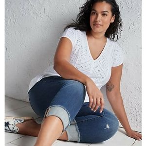 Torrid White Eyelet Fit & Flare Midi Top